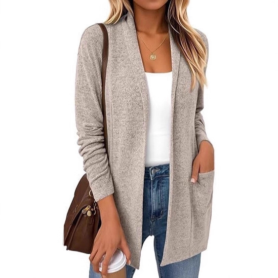 2025 Autumn Sweater Women's Cardigan Sweater Lightweight Woolen Casual Loose with Pockets