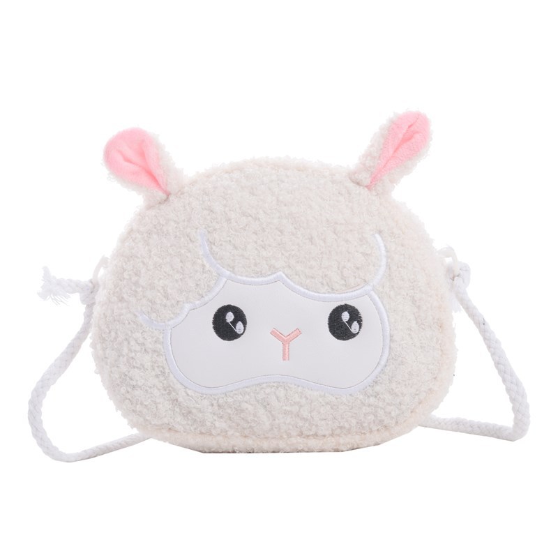 2025 otoño y invierno nuevo bolso para niños caricatura lindo animal peludo bolso de hombro pequeño bolso de cambio ligero