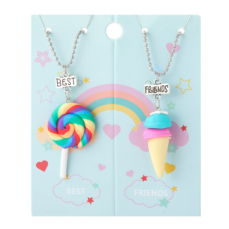 Cartoon Style Ice Cream Soft Clay Girl's Pendant Necklace 2 Pieces display picture 1