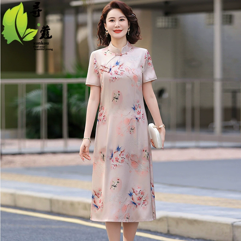 Новая женская одежда среднего и пожилого возраста платье старое старое старое старое старое платье мама мода одежда среднего возраста женская летняя одежда