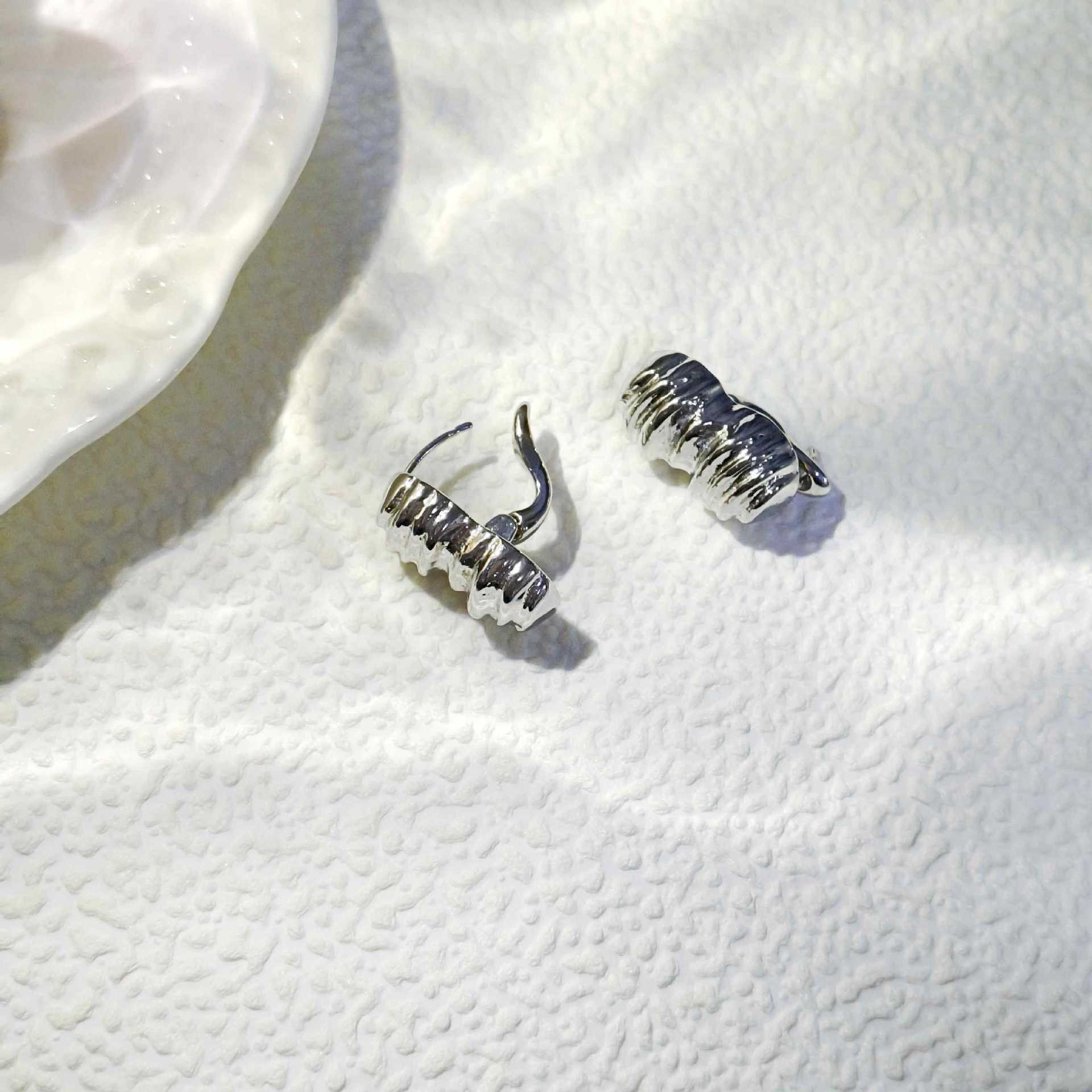 Silver peanut earrings