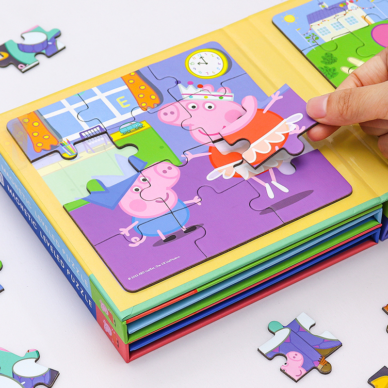 Peppa Pig Magnetic Puzzle for Children Aged 3 to 6, Baby Intelligence Advancement Flat Puzzle, Educational Pig Toy for Toddlers and Girls