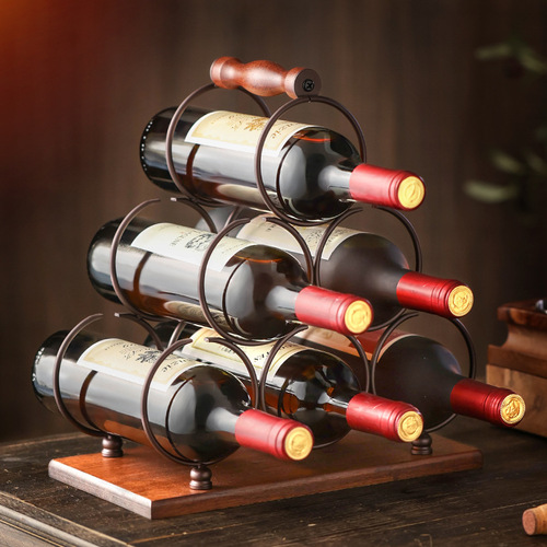 Creative Red Wine Rack Ornament, Solid Wood Upside-Down Wine Cup Rack, Home Use Living Room European Wine Cabinet Display Stand