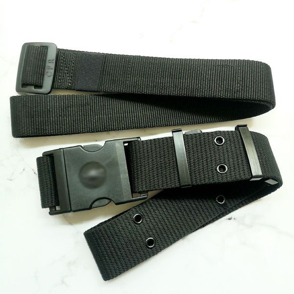 Black nylon travel woven belt with clasp