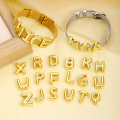 AS ジュエリークロスボーダー temu ホット販売 26 英字 diy ブレスレット 10 ミリメートル時計ストラップ金メッキ文字卸売