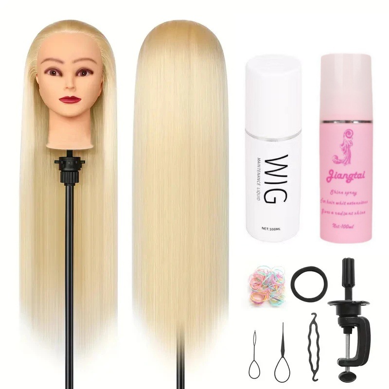 Simulación de comercio exterior, molde para el cabello, ejercicio de peluquería, permanente, trenzado, corte de cabello, peinado, peinado, peinado de muñeca, enseñanza de la cabeza, maquillaje