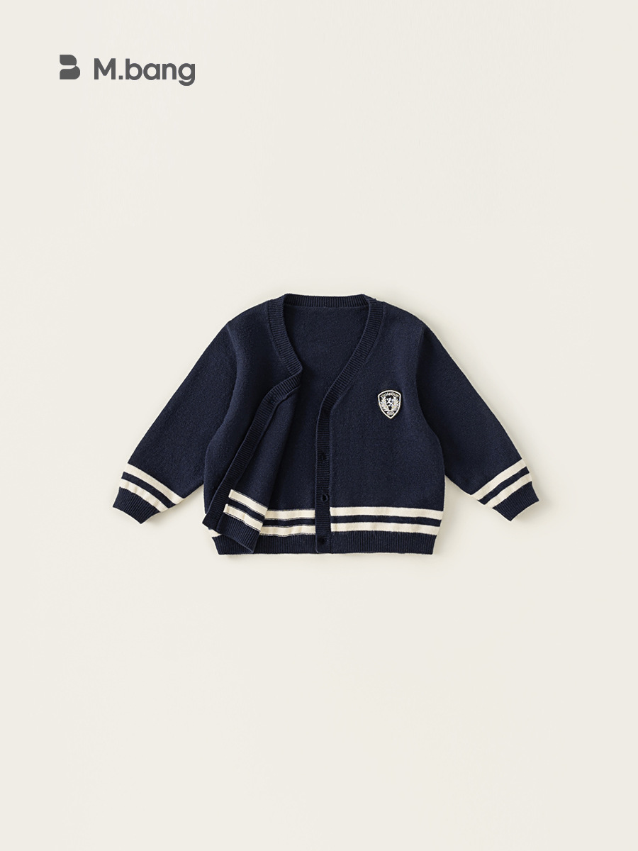 Yubao ropa infantil suéter de niño primavera y otoño nuevo estilo de estilo universitario camiseta de punto de cuello v cardigan 2026 chaqueta infantil