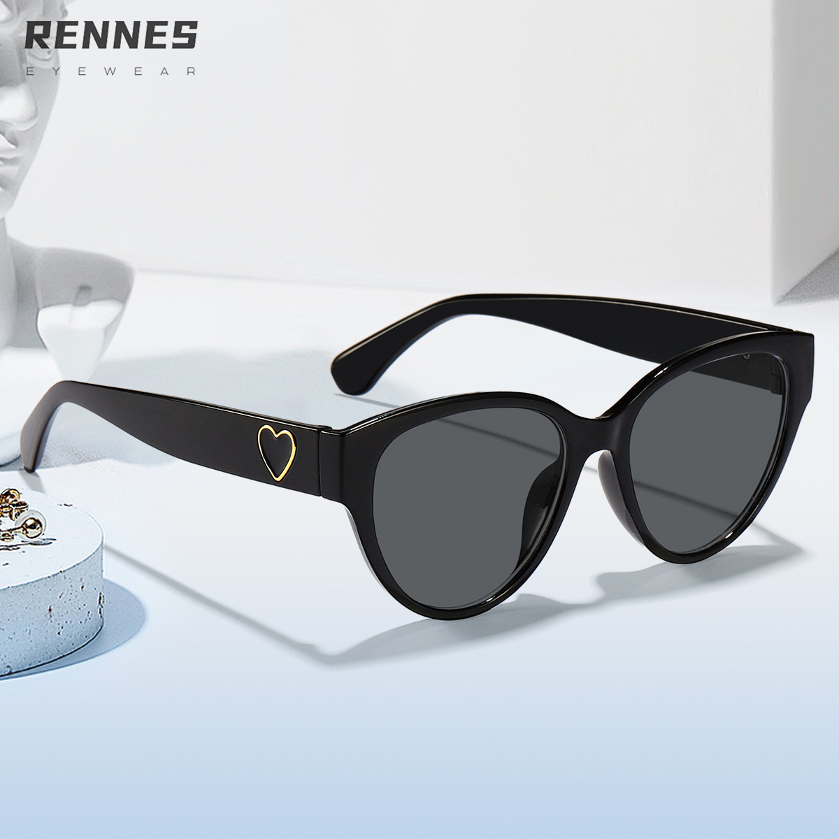 Nuevo de gama alta amor retro ojo de gato celebridad de Internet gafas de moda todo-fósforo UV a prueba de gafas de sol