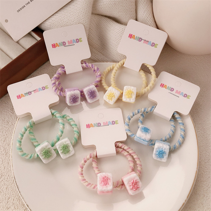 Un par ~ Simulación personalidad fortuna mahjong lazo para el cabello linda chica atar cuerda para el cabello todo fósforo banda de goma cuerda para el cabello accesorios para el cabello