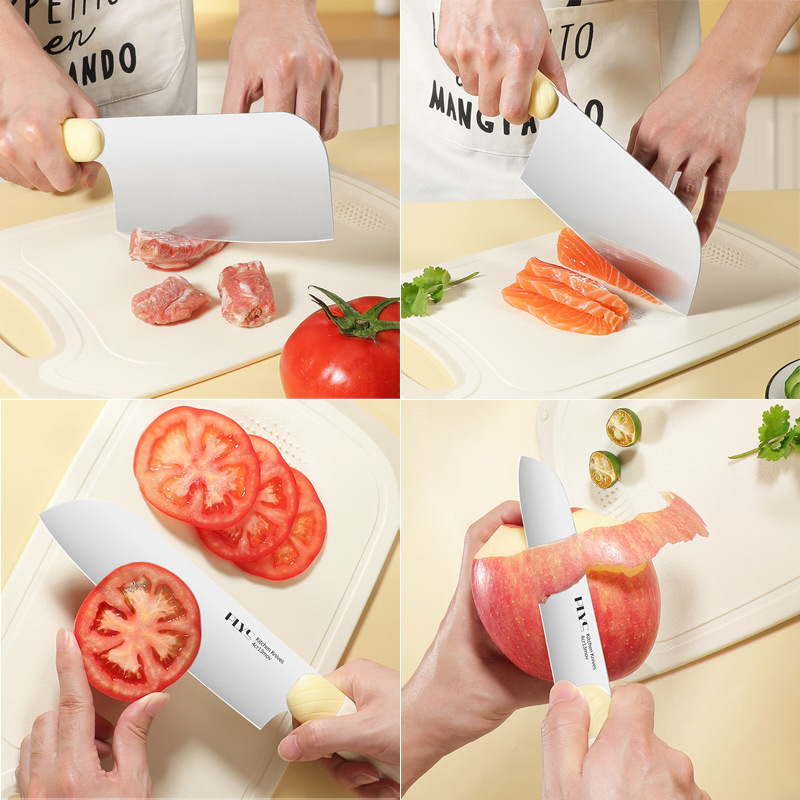 Kit completo de cuchillos de cocina para bebés de alimentos suplementarios de acero inoxidable afilado cuchillo de corte de huesos doméstico cuchillo de cocina para cortar carne