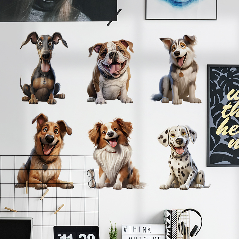 写实宠物狗PVC贴画儿童房墙面装饰贴纸宠物店玻璃门可移除墙贴纸