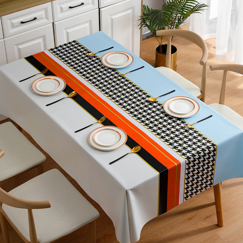 Benzhi exquisite houndstooth leather tablecloth wholesale waterproof and oil-proof PVC tablecloth ins style coffee table cloth dining table mat