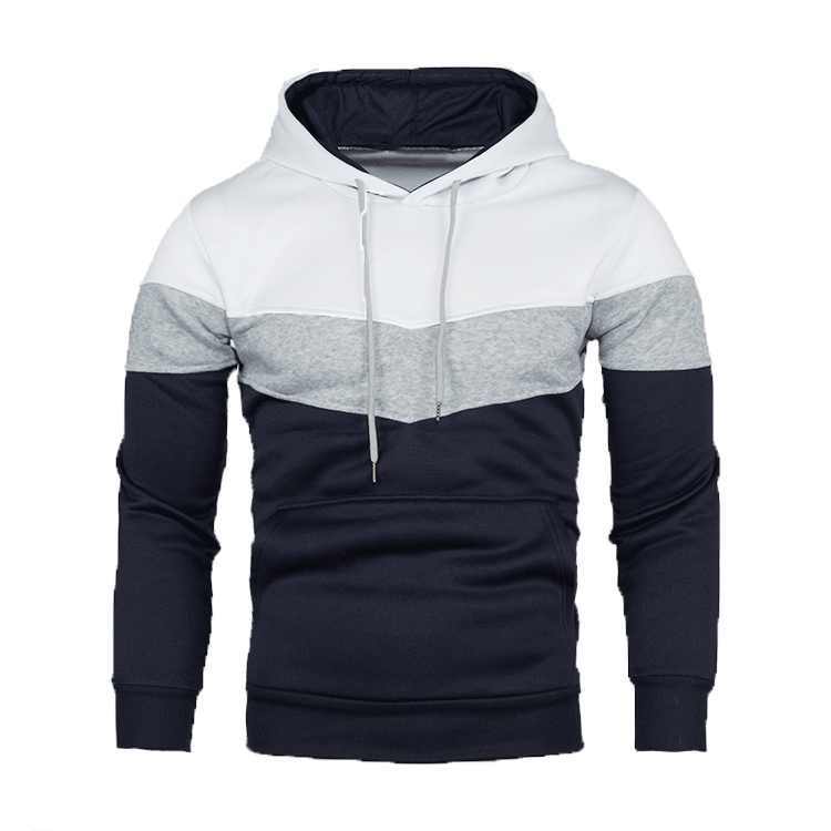 Men's Clothing Autumn and winter blue street casual sports sweatshirt loose side seam pocket block color youth hoodie_senzul.com