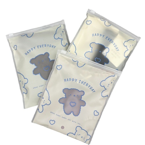 Sanding fabric bag cute bear underwear packaging bag wholesale socks semi-transparent zipper bag small bag accessory bag