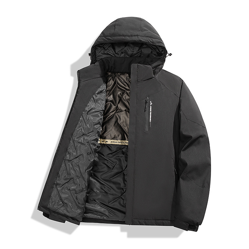 Chaqueta Acolchada con Capucha para Hombre Poliéster Térmico Engrosado para Invierno