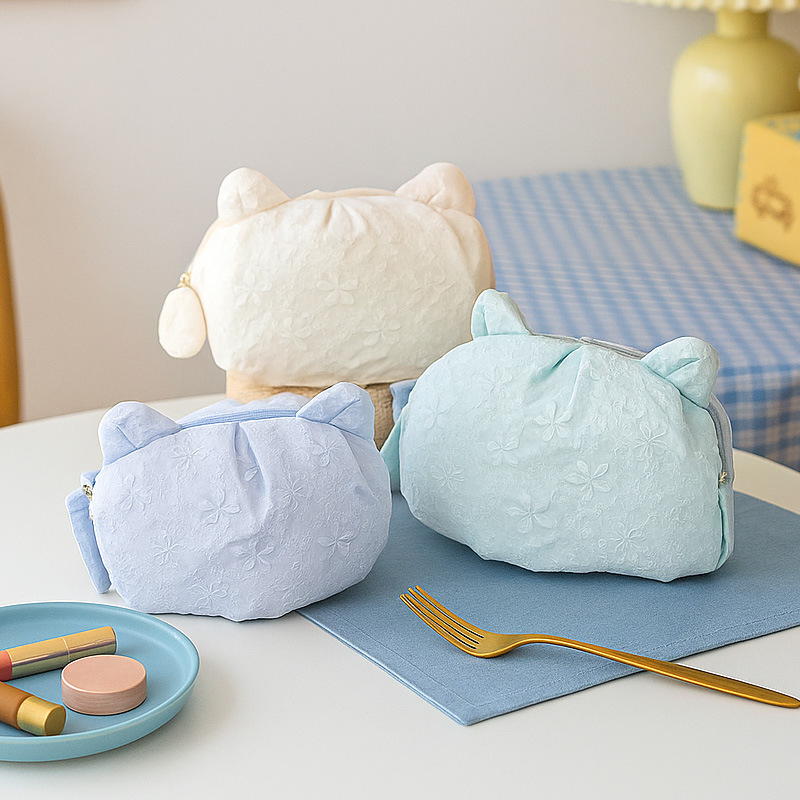 新しい ins かわいい猫ミニ化粧品バッグ女性のポータブル旅行必需品トイレタリー衣類収納袋|undefined