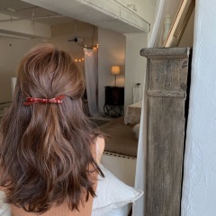 韓国の蝶結びのヘアピンのネットの赤い酢酸の一字のカードの後頭部のスプリングは高級感の前髪を挟みます。