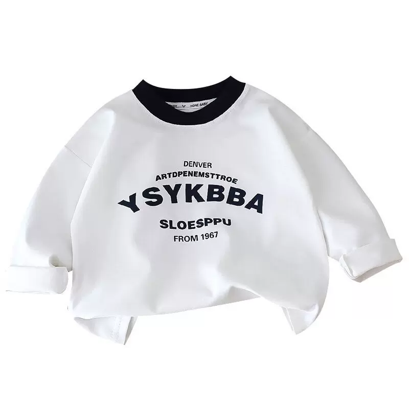 纯棉儿童春秋长袖T恤2025新款男女童休闲百搭打底衫潮童洋气上衣