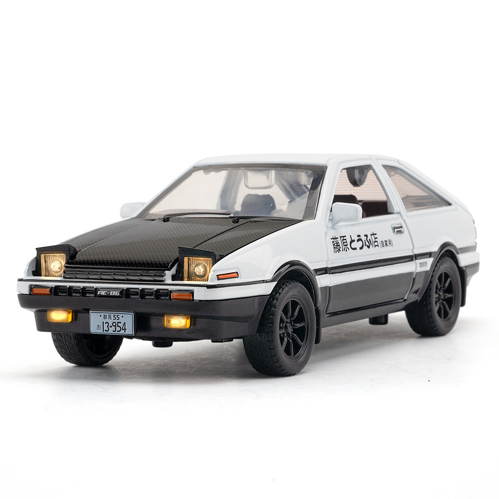(A granel) Jianyuan aleación coche modelo 1:32 genuino Toyota AE86 pull back sonido y luz juguete coche música modelo adornos