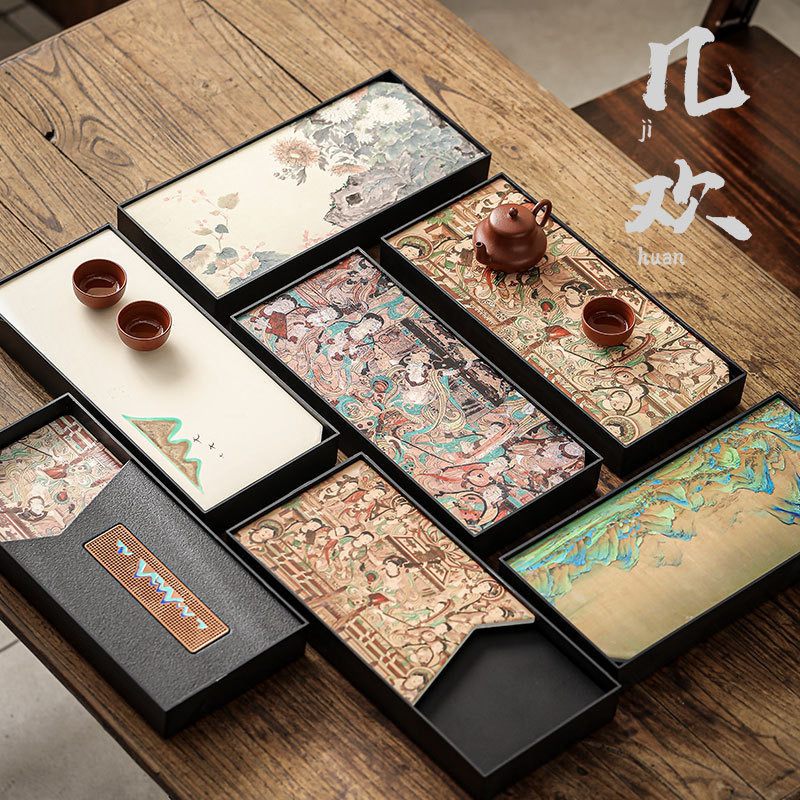 Jiuhuan cultural and creative National style water suction kettle, dry tea tray, household ceramic kung fu tea set, creative water storage tea table