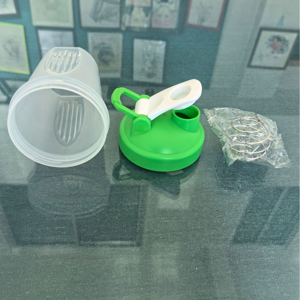 400 ml taza agitadora de proteína en polvo con bola de agitación taza de batido con asa de escala regalo deportivo taza de agua