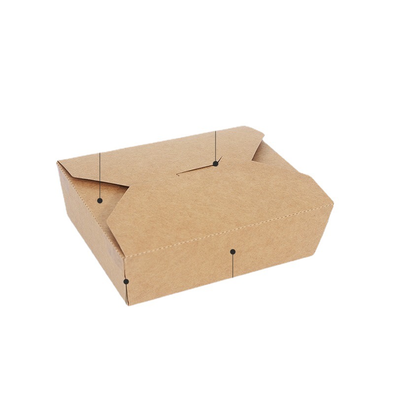 Engrosamiento a prueba de aceite de papel Kraft rectangular caja de embalaje desechable comercial plegable ensalada de pollo frito comida rápida para llevar