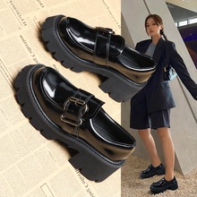 復古小皮鞋女2022年新款小碼時尚英倫風松糕厚底單鞋黑色瑪麗珍鞋