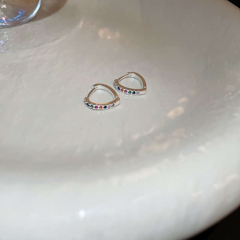 Simple Style Heart Shape Copper Plating Zircon Earrings 1 Pair