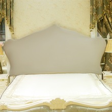 3WKF新款纯色棉简约现代欧式床头套防尘罩弧形半圆木床头罩加