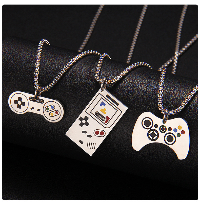 Fashion Gamepad Stainless Steel Enamel Pendant Necklace 1 Piece