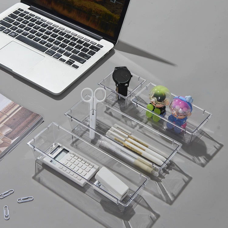 Stackable Clear Drawer Organizer Box, PET‑Free Plastic, Multipurpose Kitchen & Cosmetic Storage