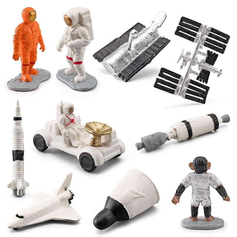Simulación astronauta Apollo satélite cohete telescopio cápsula modelo exploración espacio escena decoración juguete