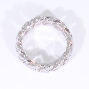 Hip-Hop Style S925 Silver Inlaid D Color Single Row Moissanite Diamond Ring European and American Popular Men's and Women's Same Style Ring Manufacturer Ready Stock