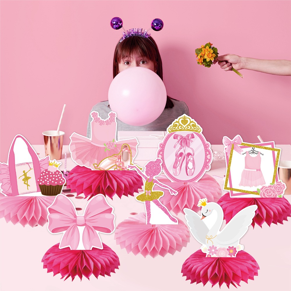 Decoración de panal de cumpleaños con tema de ballet de Amazon Decoración de fiesta de cumpleaños Decoración tridimensional de panal de ballet rosa