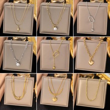 欧美ins饰品半拼接珠宝扣圆线钢珠流苏手链手镯钛钢镀18k金女饰品