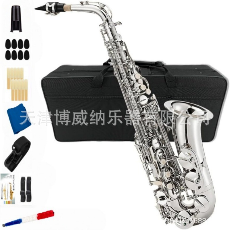Cross-Border Best-Selling Nickel-Plated E-Flat Alto Saxophone for Beginners and Exams, Complete with Woodwind Instrument Accessories Cross-Border Best-Selling Nickel-Plated E-Flat Alto Saxophone for Beginners and Exams, Complete with Woodwind Instrument Accessories