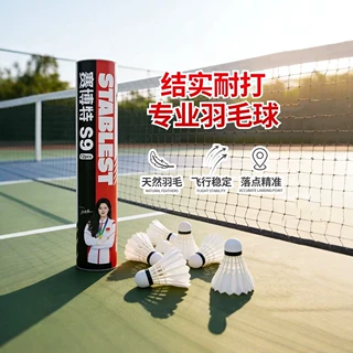 赛博特S9专业羽毛球12只装天然鹅毛耐打飞行稳定软木球头训练比赛
