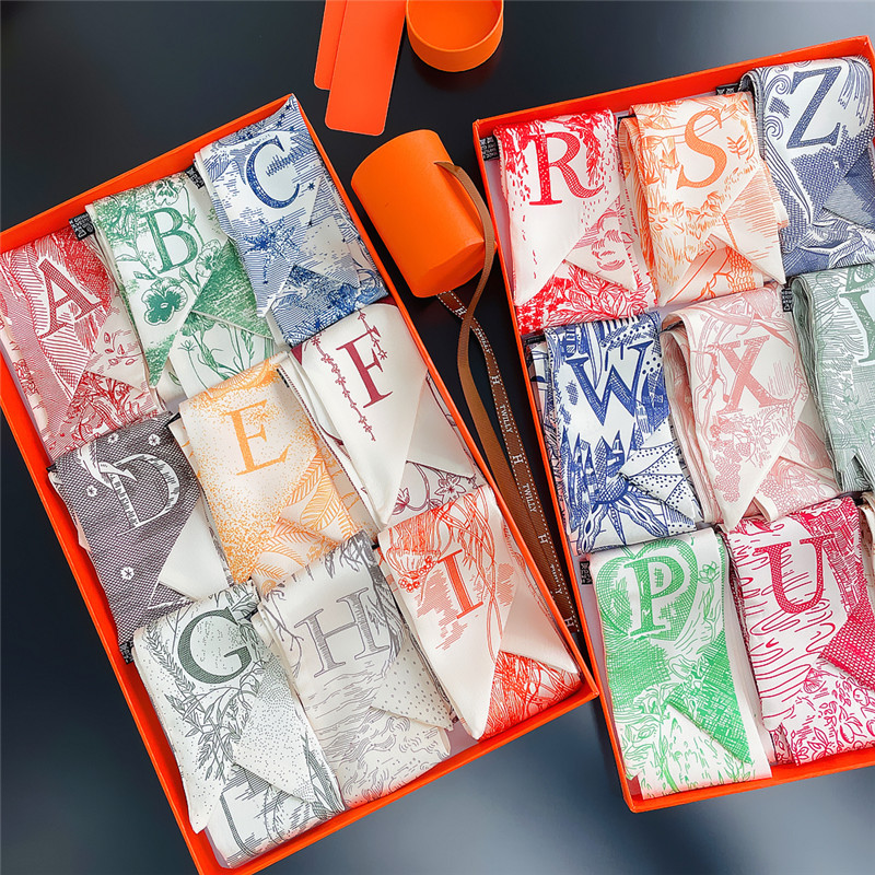 New Tarot Brand Silk Scarf 26 Letters Graffiti Hand-painted Printing Scarf display picture 4