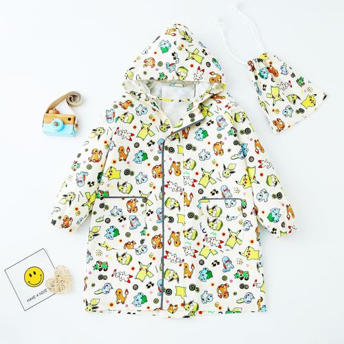 Cartoon Pokémon children's raincoat, waterproof long one-piece raincoat and poncho for boys and girls, baby and toddler with school bag