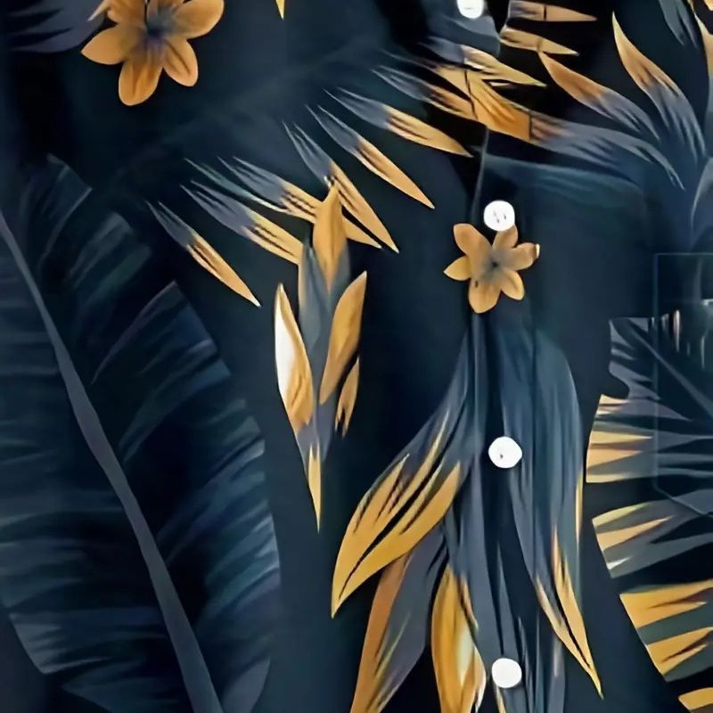 2024 Camisas europeas y americanas transfronterizas nuevas Camisas de solapa de manga corta con estampado digital de tendencia hawaiana