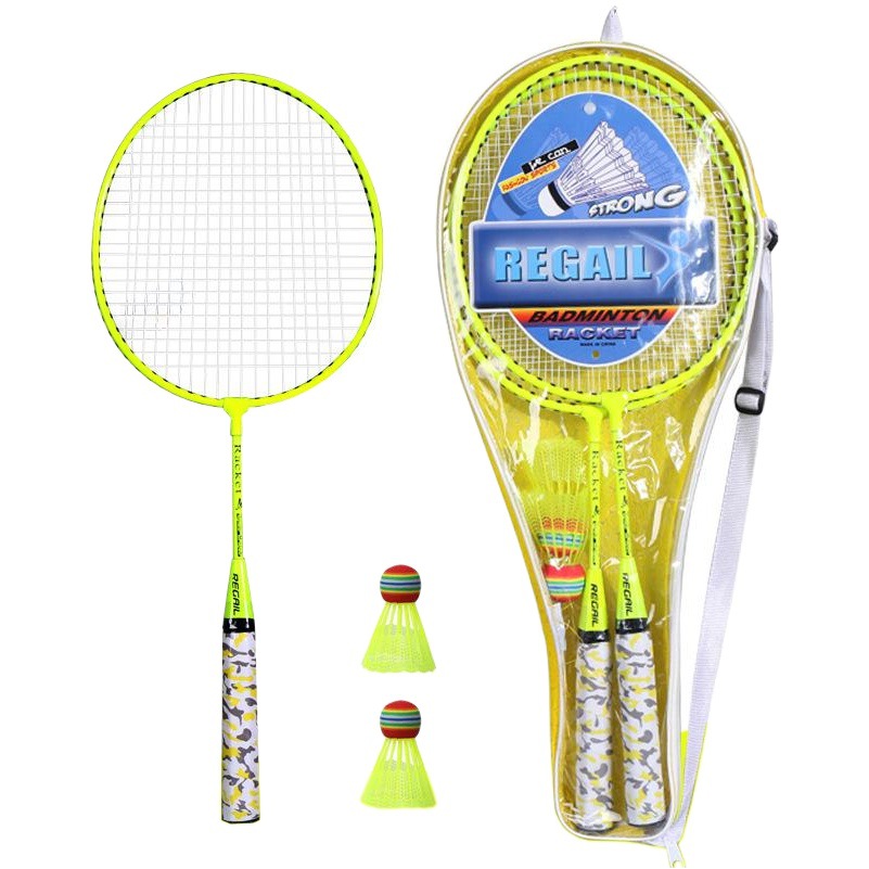 Regail Fluorescent Color Kidsren's Badminton Racket H6508 Training Two Racket Free 2 Balls Ymq Badminton Racket Set