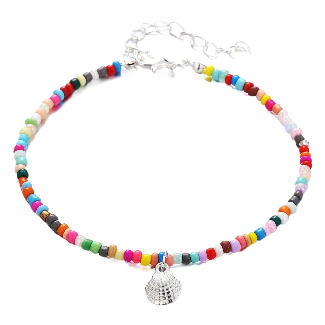 Joyería transfronteriza europea y americana estilo bohemio colorido con cuentas tobillera creativa aleación retro vietilla colgante tobillera image 1