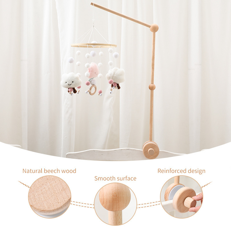 Amazon simple campana de cama para bebé soporte de madera mosquitera barra colgante accesorios de campana de cama recién nacido soporte de campana de cama calmante