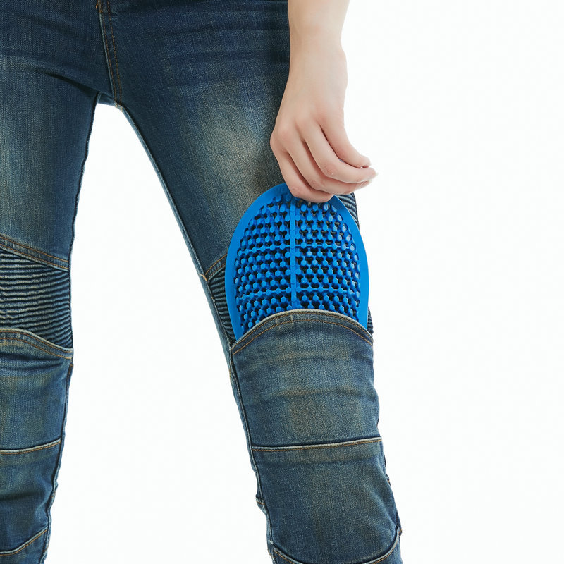 Pantalones vaqueros de la motocicleta de las mujeres retro angustiado casual motocicleta pantalones de montar Caballero de las mujeres estiramiento pantalones anti-caída 114-3