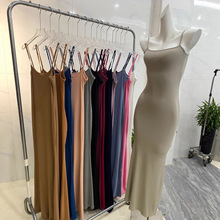 金姐同款卡戴珊新款连衣裙女纯色吊带打底塑形衣家居服春夏长裙子