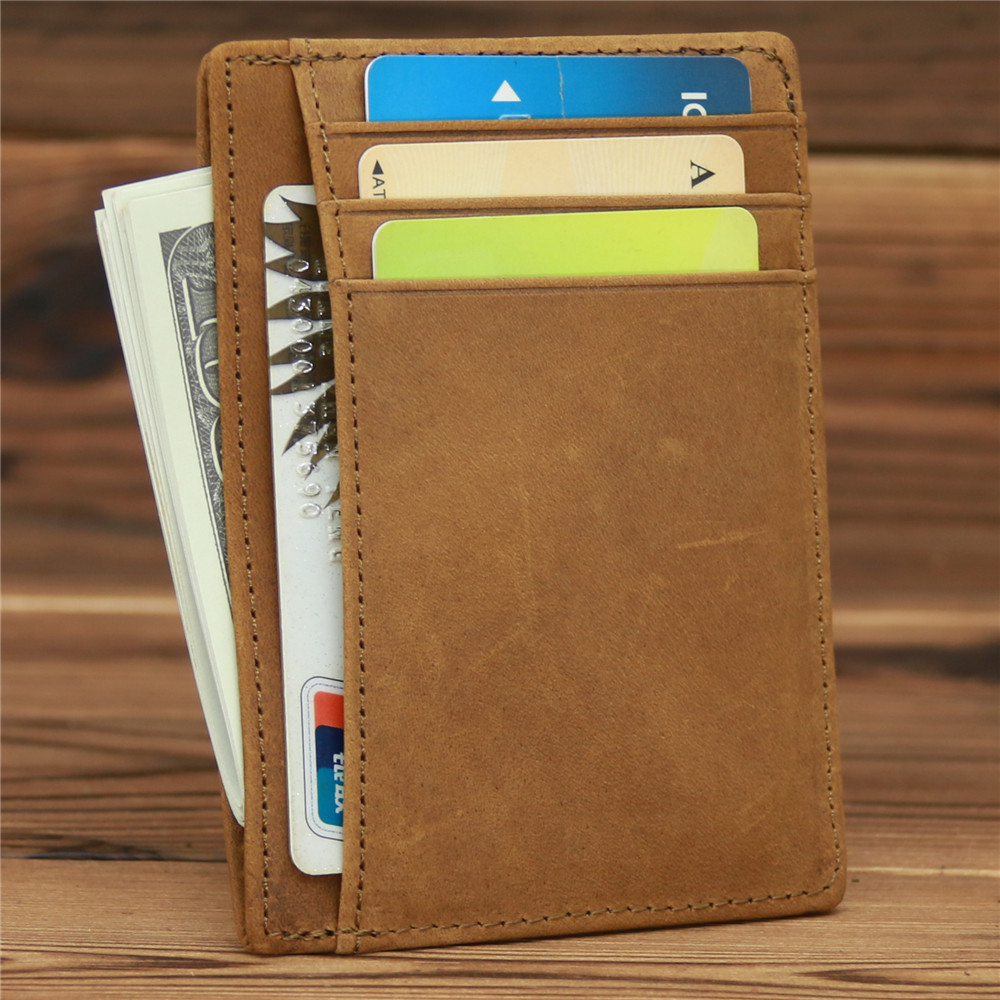 1040 foreign trade Amazon genuine leather men's genuine leather crazy horse pickup bag wallet minimalist ultra-thin cowhide