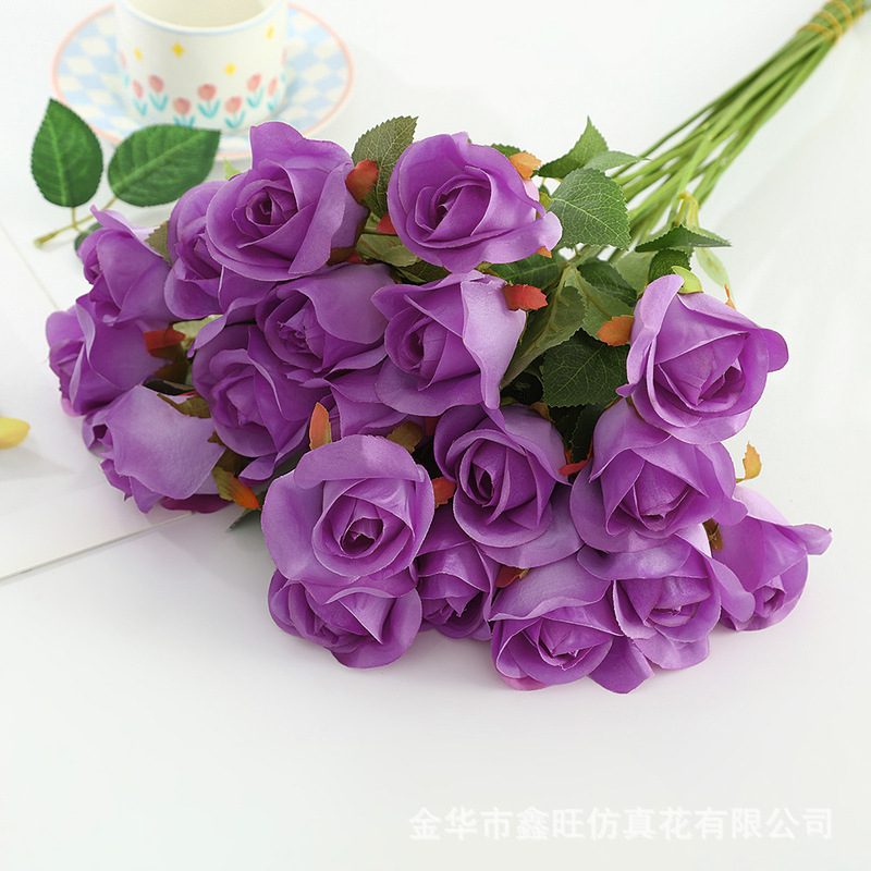 雪山玫瑰仿真花情人节送礼永生花婚庆场地装饰道具新娘手捧假花|undefined