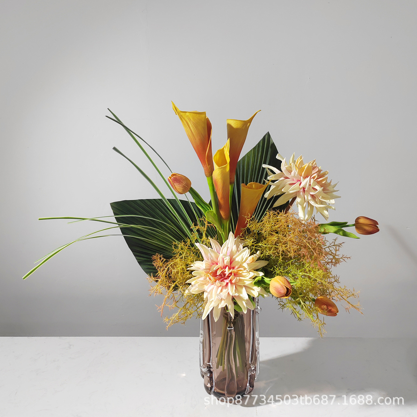 Modern Minimalist Sales Office Model Room Negotiation Table Living Room Coffee Table Hotel Room Club Front Desk Artificial Flower Arrangement