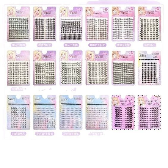 False Eyelash Cluster Kit, 10-Row Volume, Natural-look Single Clusters, Multi-length (11–13 mm)