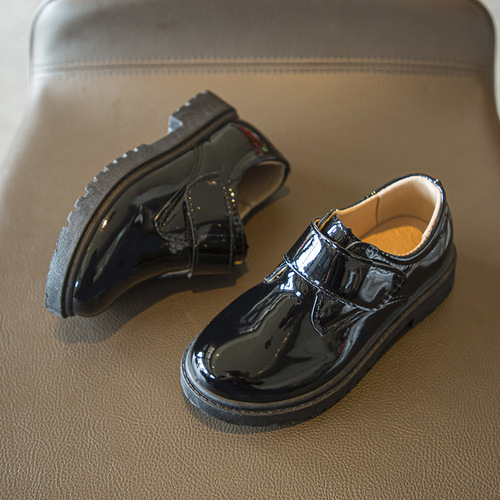 Boys' Leather Shoes Black Girls' College Performance Shoes Spring and Autumn Little Girls Soft Sole British Style Children's Performance Shoes